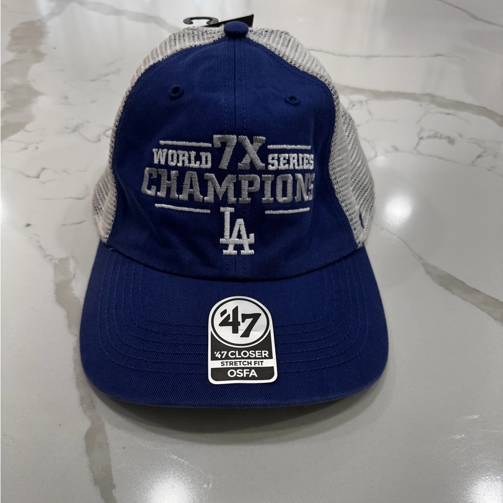 Los Angeles Dodgers '47 Brand Flex Fit MLB WORLD SERIES 7X CHAMPIONS Stretch Hat